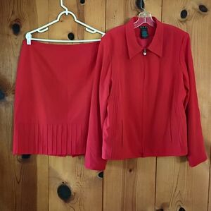 DLG 2-Piece Kneelength Pleated Skirt/Jacket Set